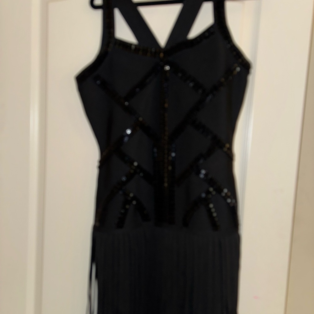 VENUS Black Sequin Halter Mini Dress